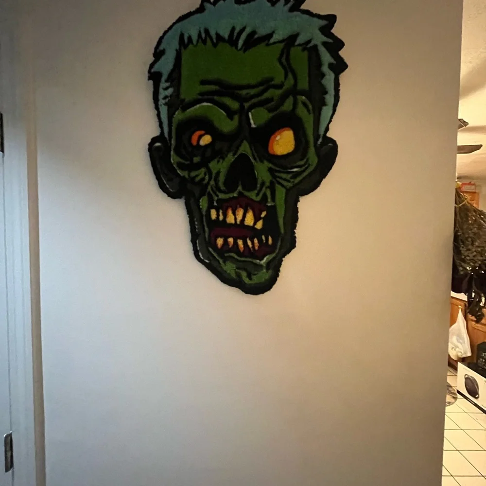 Handmade Zombie Face Wall Rug - Picture 4 of 16